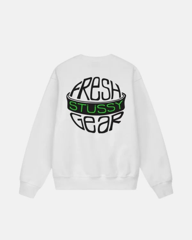 White Stussy Fresh Gear Crew Sweatshirts | 5843ZHVJU