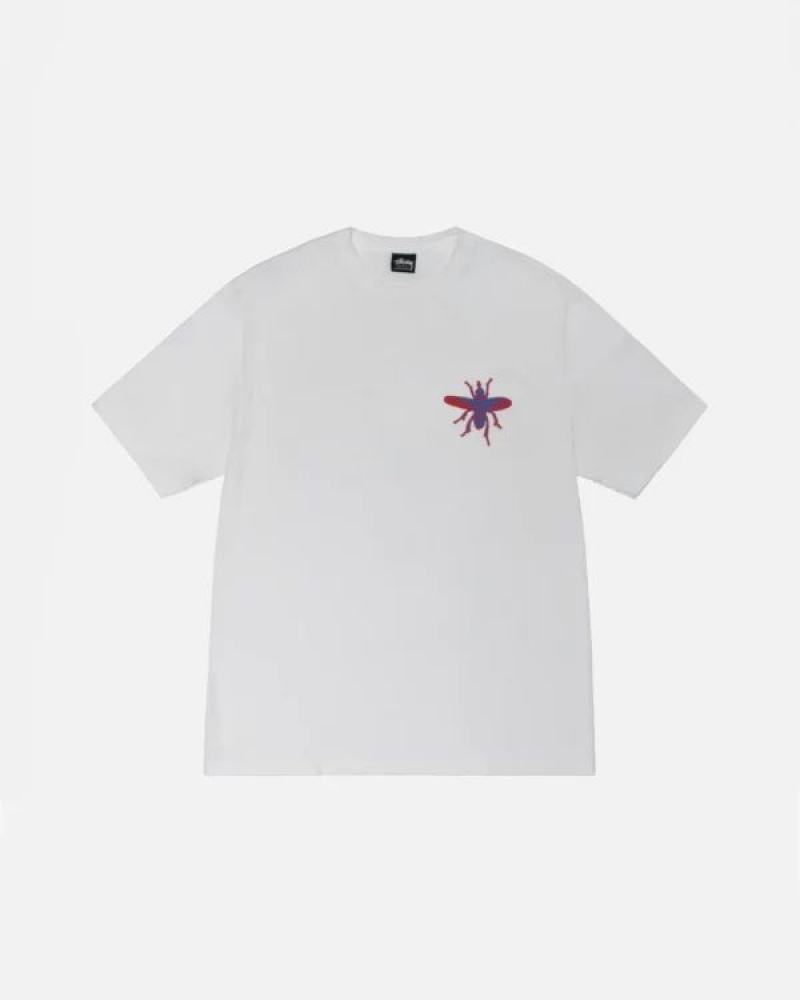 White Stussy Housefly T Shirts | 4032SGTHI