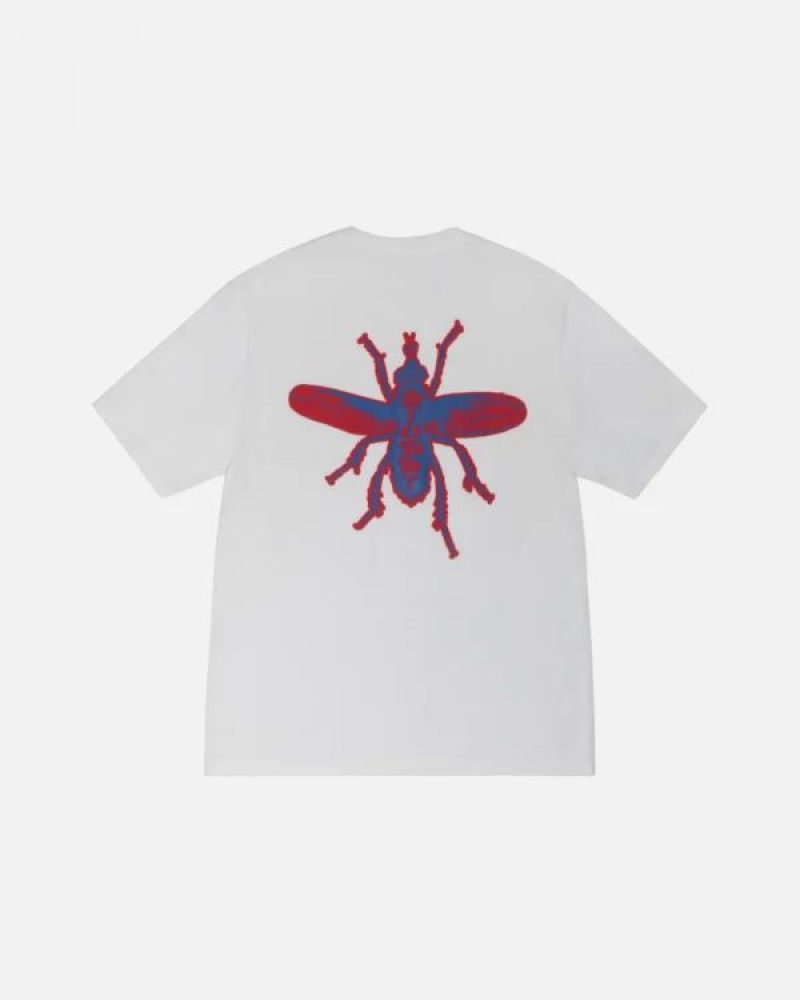 White Stussy Housefly T Shirts | 4032SGTHI