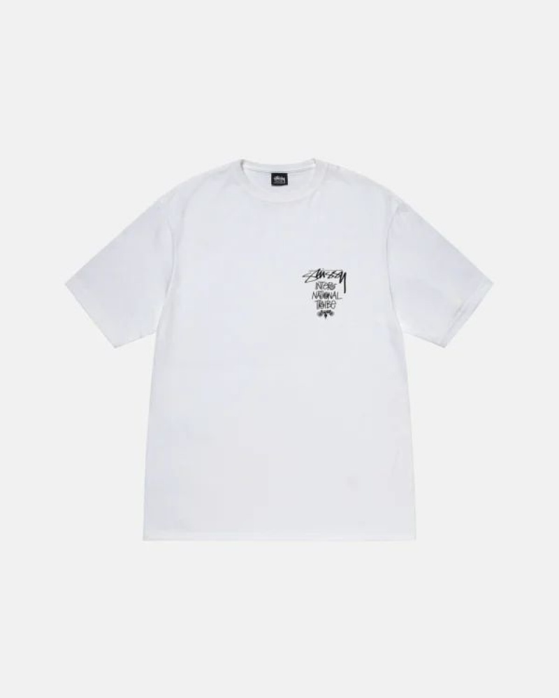 White Stussy Tribe Stack T Shirts | 7031UGBAP