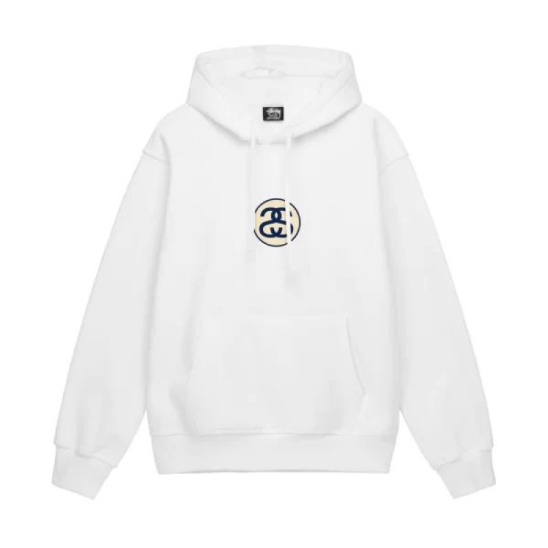 White / Black Stussy Ss-link Hoodie | 9753JAECO