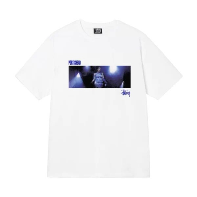 White / Blue Stussy Dummy T Shirts | 2573EHIVK